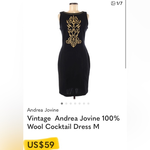 Vintage 90’s Andrea Jovine Navy Floral Embroidery Midi Sleeveless Dress Size 8 - Picture 15 of 17